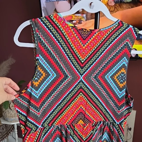 APRICOT Multicolor Geometric Mini Dress | Boho Tribal Print Sleeveless NWT - Picture 6 of 7